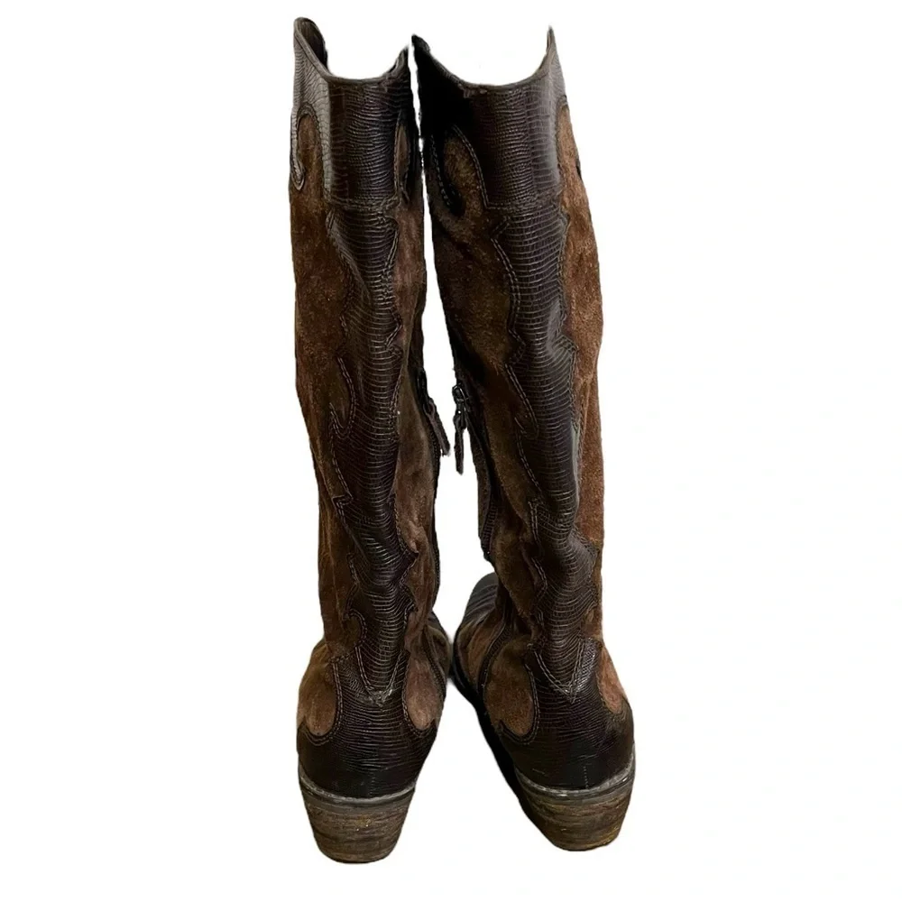 Brown suede and leather Franco Sarto Willow cowboy cowgirl western boots 5.5 - Picture 4 of 10